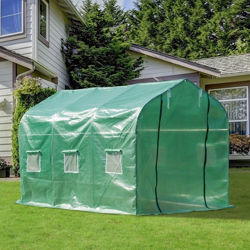 Outsunny Polytunnel Walk in Greenhouse 9.8' x 6.6' with Windows and