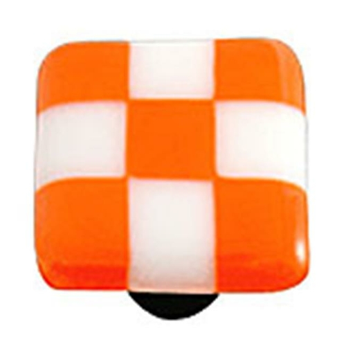 Hot Knobs HK7001-KB Opal Orange & White Squares Glass Cabinet Knob - B