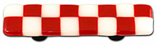 Hot Knobs HK7000-PB Brick Red & White Rectangle Glass Cabinet Pull - B