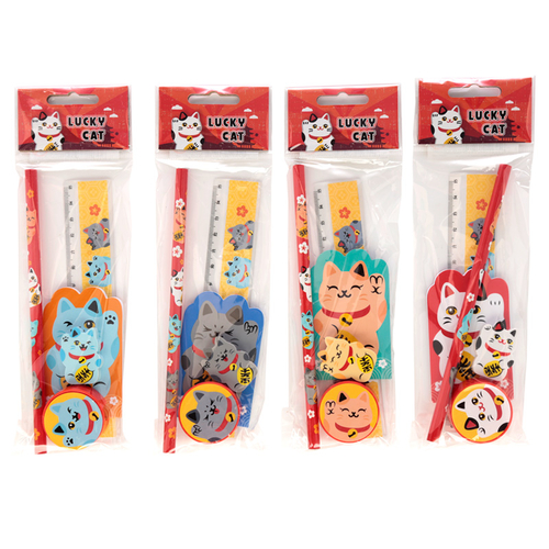 Fun Lucky Cat Maneki Neko Stationery Set