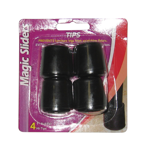 Magic Sliders 5005780 Rubber Round Leg Tip, Black - 1 in. - Pack o