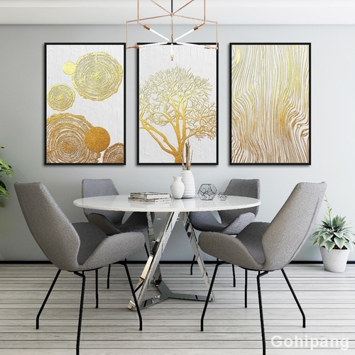 Mondern Abstract Golden Tree Canvas Painting Wall