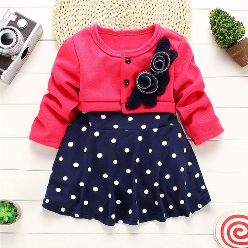 Floral Polka Dots Elegant Dress For Girls Spring