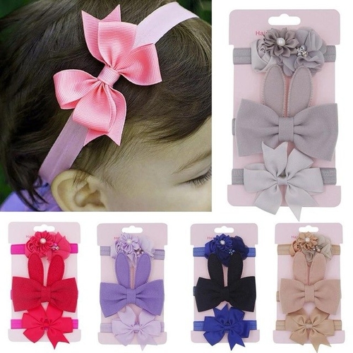 Bany headband 3Pcs Kids Elastic Floral Headband