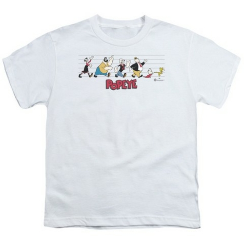 Trevco Popeye-The Usual Suspects Short Sleeve Youth 18-1 Tee, Whit