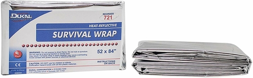 Dukal Survival Wrap 52” x 84”. Case of 250 Disposable Blankets for