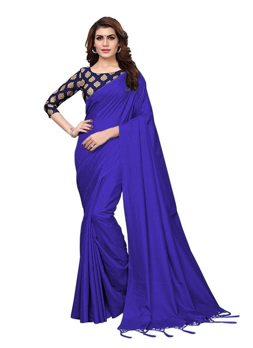 Generic Women's Zoya Silk Saree (Royal Blue, 5-6