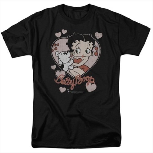 Boop-Classic Kiss - Short Sleeve Adult 18-1 Tee, Black - Medium