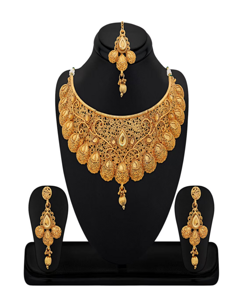 Artificial Stylish Gold Brass Multiple Beads Jewellery Set For Women