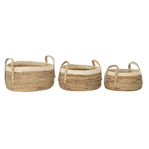 Basket set DKD Home Decor Tropical Natural Fibre Rushes (45 x 45 x 33