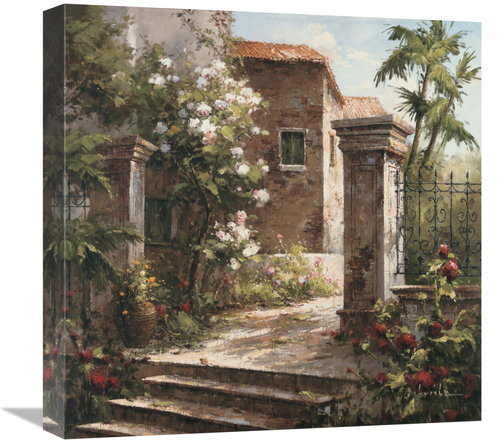 Global Gallery GCS-122589-1818-142 18 x 18 in. Courtyard with Flowers 