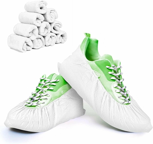 Pack of 50 Disposable Shoe Covers One Size Fits All White Shoe