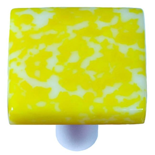 Hot Knobs HK8061-KA Granite Sunflower Yellow & White Square Glass Cabi