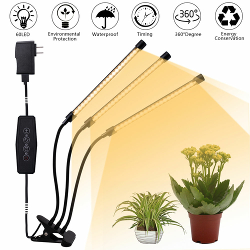 Warm White 3000K 60LED Three-Tube Clip Plant Lamp 