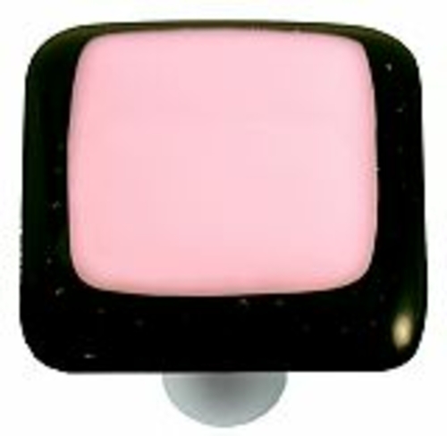 Hot Knobs HK5000-KA Black Border with Petal Pink Square Glass Cabinet 