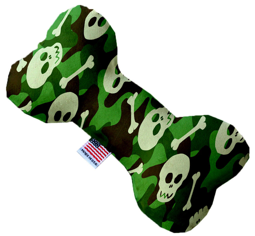 Mirage Pet 1341-CTYBN10 Green Camo Skulls Canvas Bone Dog Toy - 10 in.