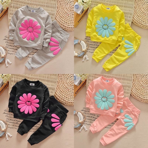 Sun Flower Cute T shirt Jumper Tops + Pants Outfit