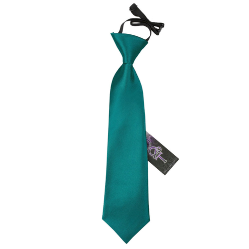 Plain Satin Elasticated Tie - Boys - Teal