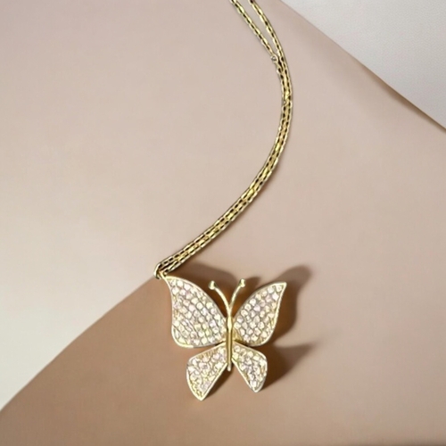 Handmade Sterling Silver Minimalist Gold Plated Butterfly Pendant 