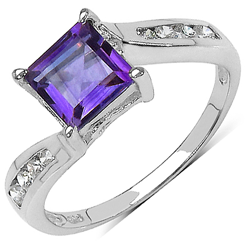 1.38 Carat Genuine Amethyst & White Cubic Zirconia .925 Sterling