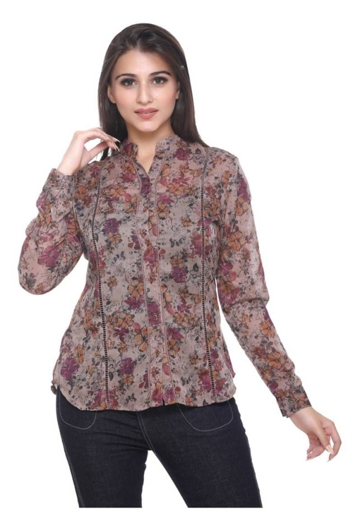 Women Floral Print Regular Fit Top (Size-L) (Color-MULTICOLOR)