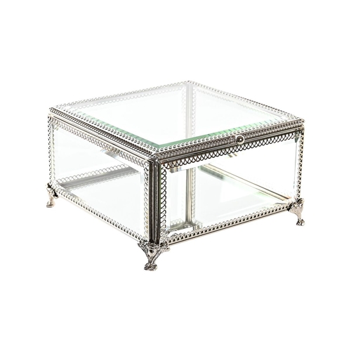 Jewelry box DKD Home Decor Crystal Metal 16 x 16 x 10 cm Silver