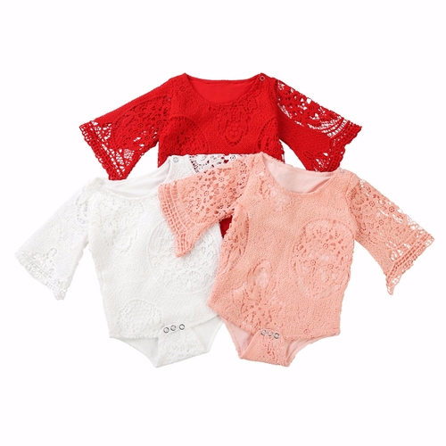 Baby Girls Ruffles Sleeve Romper Infant Lace