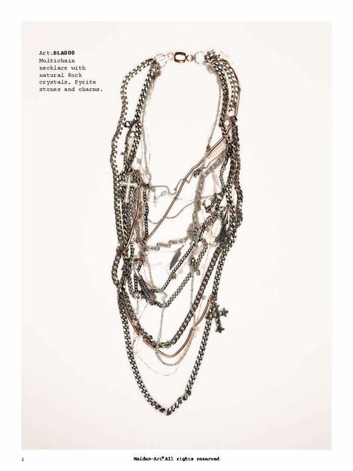 Multi strand necklace with silver and rose gold studded chains,