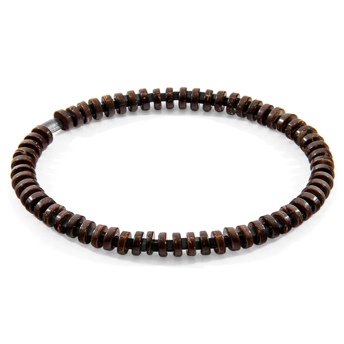 Black Agate, Brown Coconut Shell Adam Silver and Stone SKINNY Bracelet