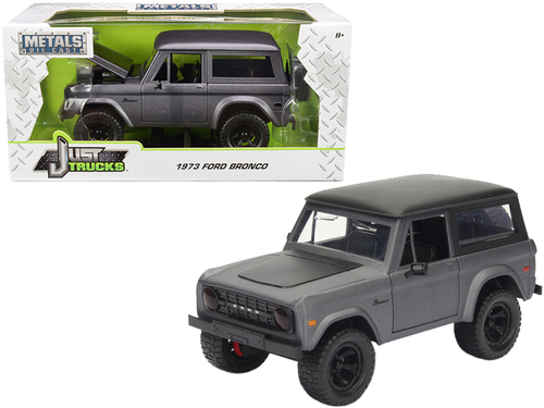 1973 Ford Bronco Matt Gray with Black Top \Just Trucks\" 1/24 Diecast