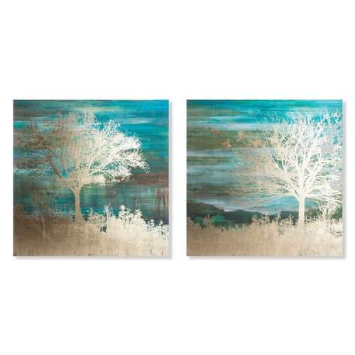 Painting DKD Home Decor 80 x 2,8 x 80 cm Trees Modern (2 Units)