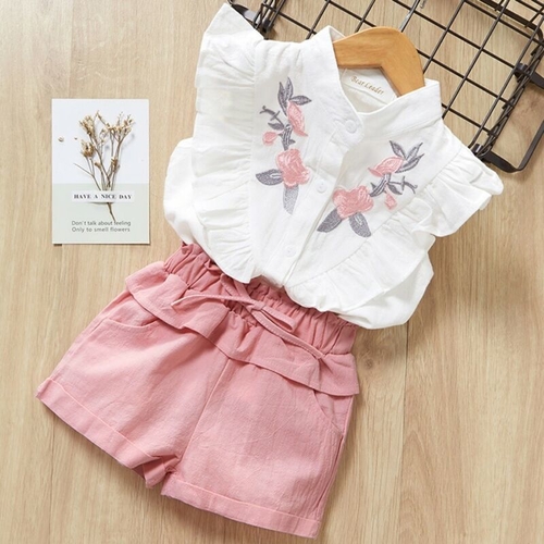 Sweet Kids Baby Girl Clothes Plain 2Pcs Sets