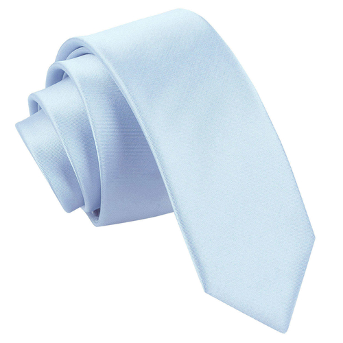 Plain Satin Skinny Tie - Baby Blue