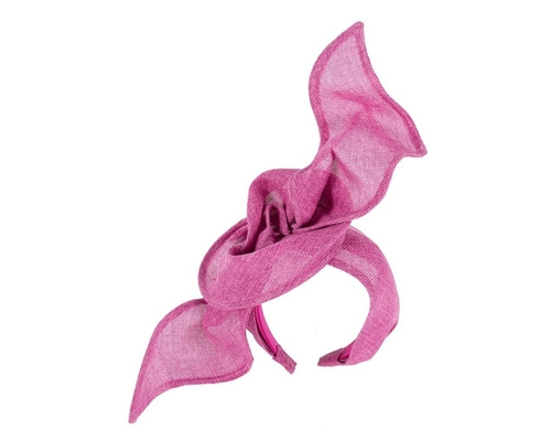 Fuchsia linen constructed fascinator