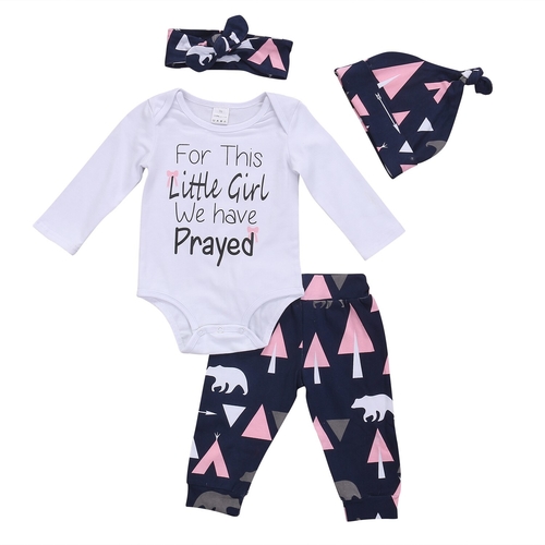 4Pcs Babies Clothing Set Newborn Kids Baby Girl