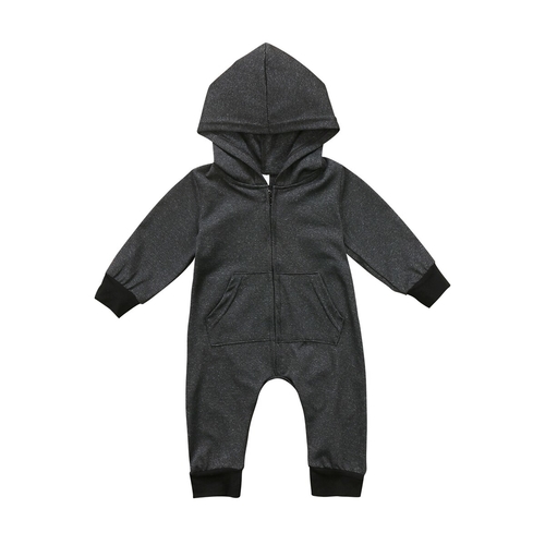 Cool Warm Hooded Zipper Black Gray Newborn