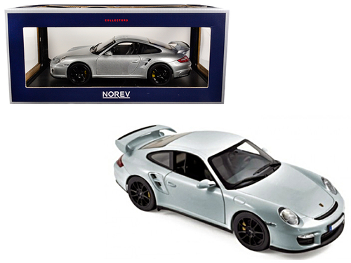 2007 Porsche 911 GT2 Silver with Black Wheels 1/18 Diecast Model Car