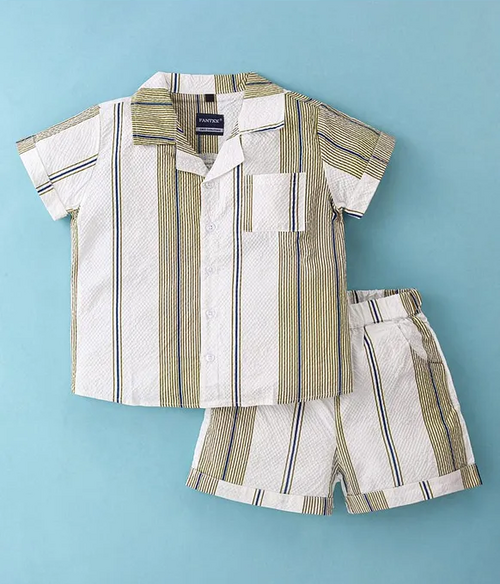 Half Sleeves Stylish Striped Shirt & Shorts Set (Size-4-5YEAR)
