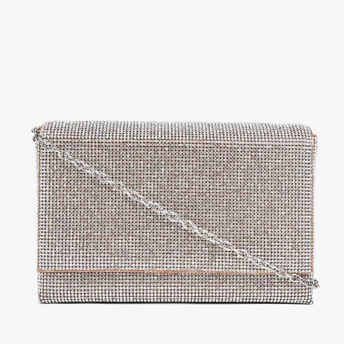 Women Embellished Clutch With Silver Strap