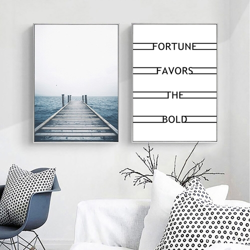 Blue Sea Poster Bridge Wall Canvas Painting Poster