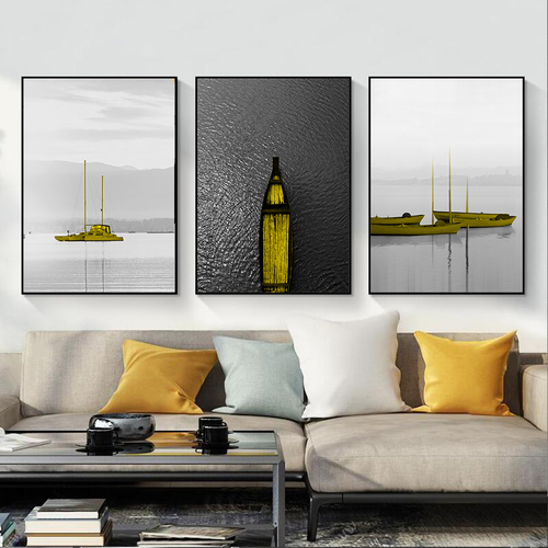 Calm Lake Sailboat Landscape Wall Art Pictures