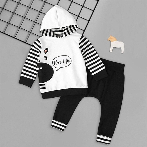 Baby Girl Boy Newborn Infant Toddler Stripe Hooded