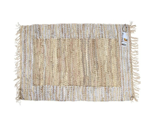 Cotton Leather Hand Knit Rug Border 60 X 90 Cm