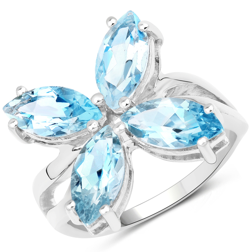 4.30 Carat Genuine Blue Topaz .925 Sterling Silver Ring