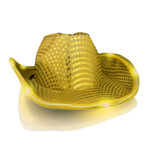 Blinkee 3996400 LED Flashing Cowboy Hat with Gold Sequins