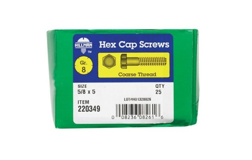 Hillman 220349 0.625 x 5 in. NC-Y Grade 8 Hex Head Cap Bolt