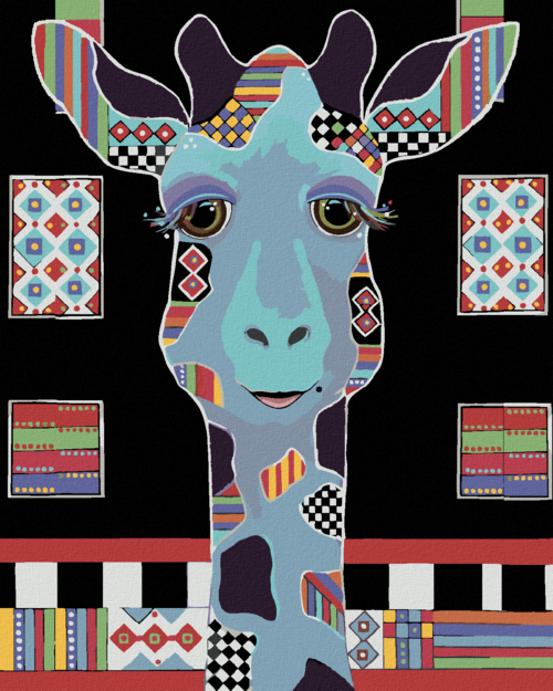 Zuty - Paint by Numbers - GIRAFFE ON BLACK BACKGROUND (JONNA JAMES),
