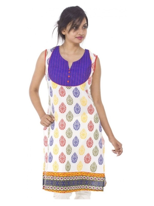 Cotton Straight Style Printed Medium Kurti