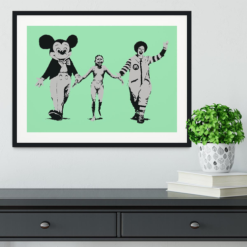 Banksy Mickey and Ronald Green Framed Print