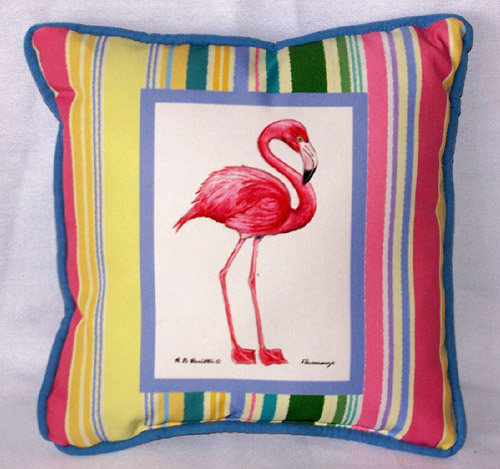 Betsy Drake SN084 Flamingo Small Outdoor-Indoor Pillow 11"x14&quo